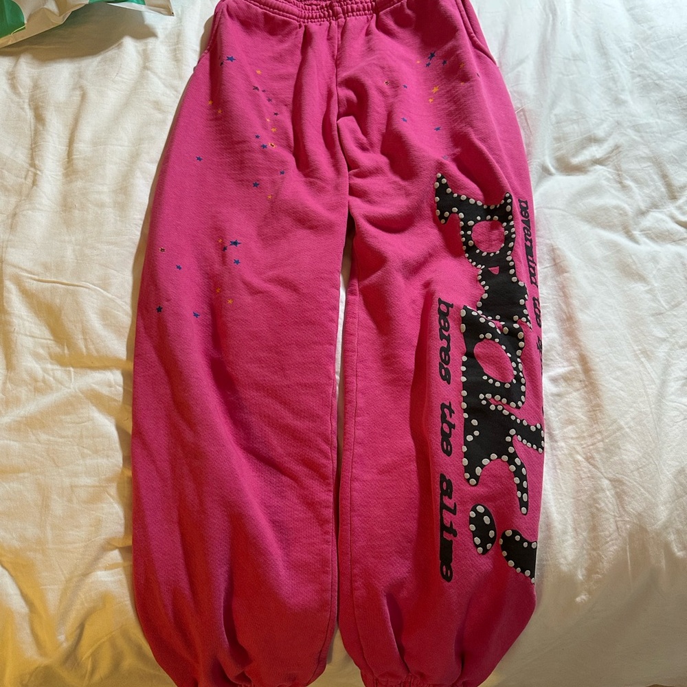 Sp5der pink sweatpants size small